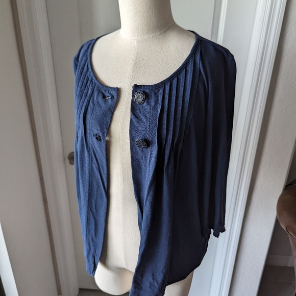 Merona Navy Jersey Knit Cropped Cardigan - Picture 6 of 7